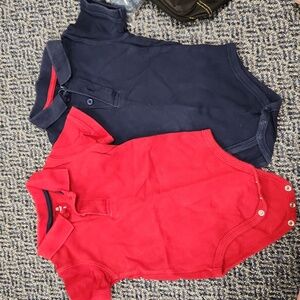 Polo style onesie bodysuits red & navy